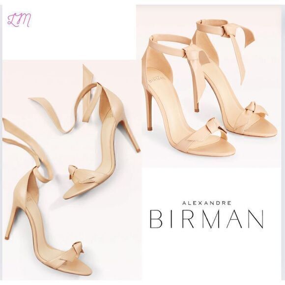 Alexandre Birman Clarita 100 Bow Tie High Heel Leather Sandal‎ SizeIT39 Beige